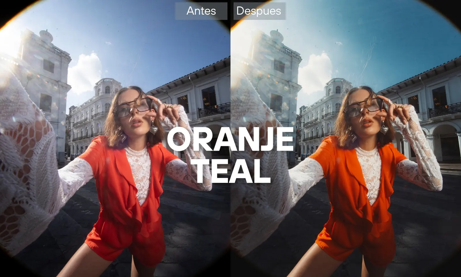 Antes y después con el preset Orange Teal