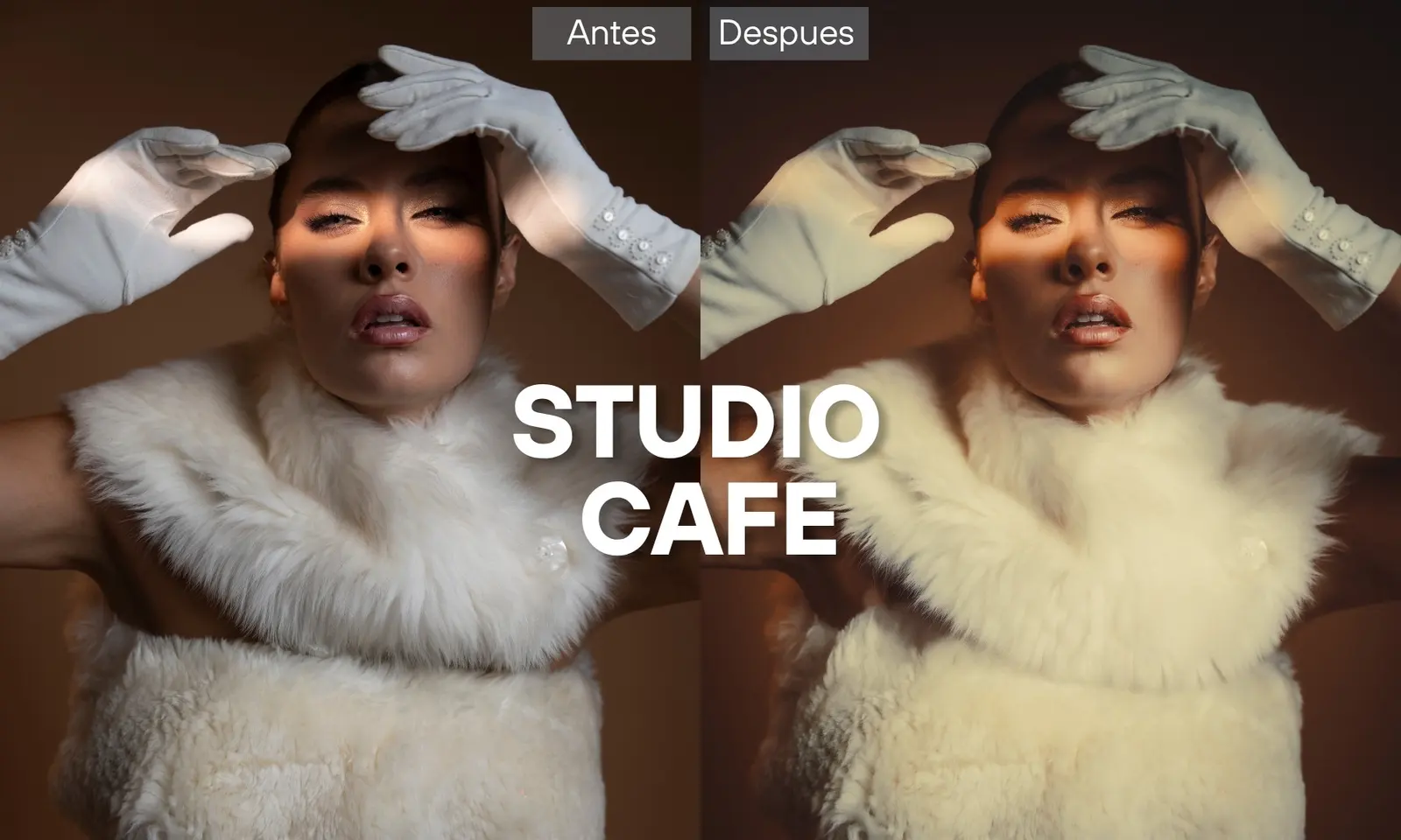 Antes y después con el preset Studio Café